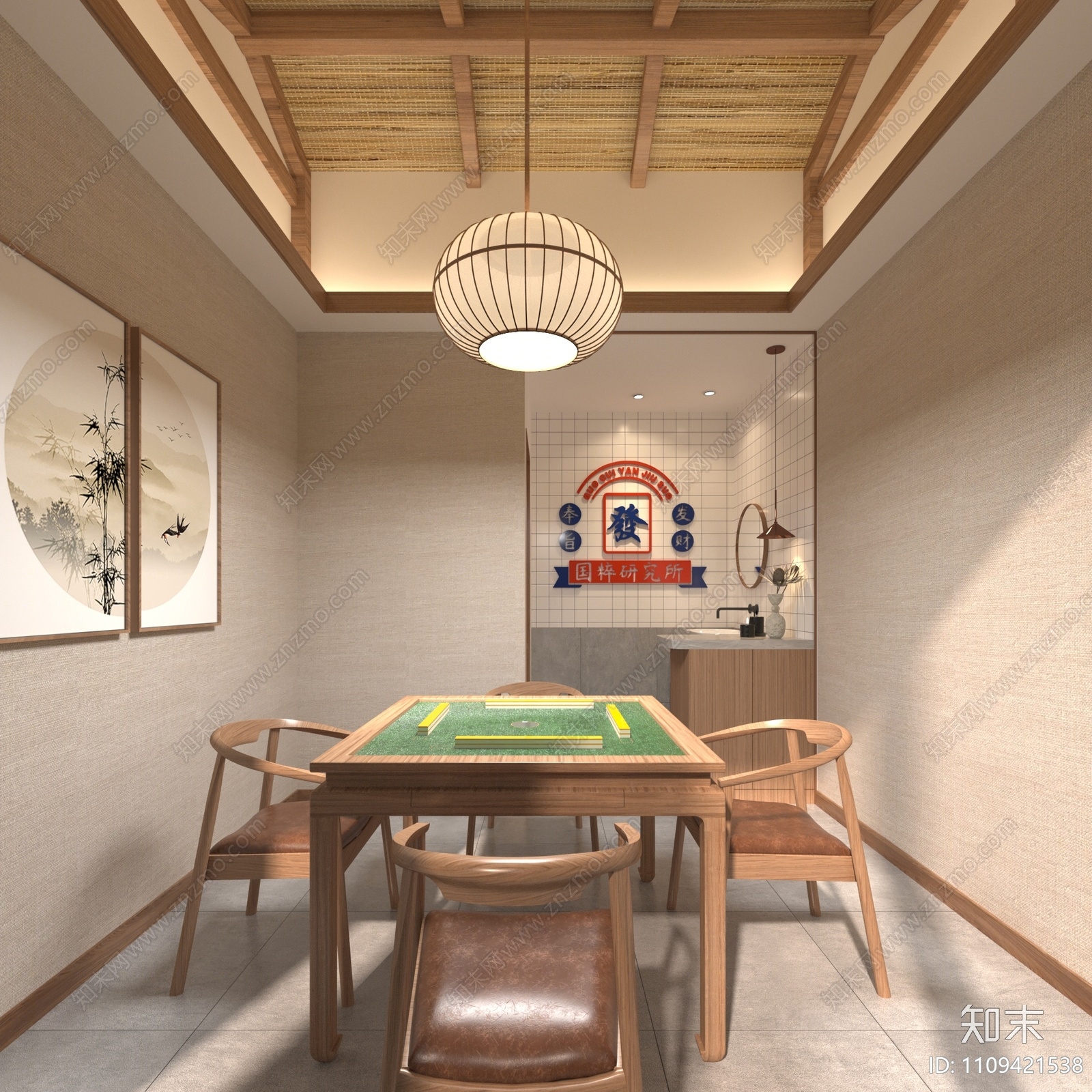 新中式棋牌室3D模型下载【ID:1109421538】