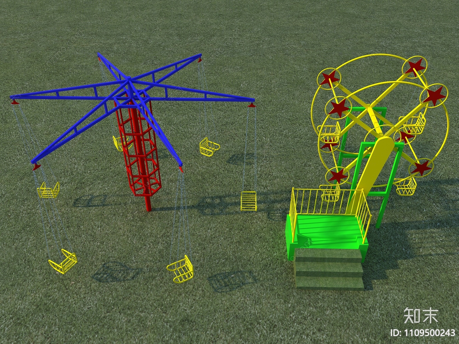 现代无动力飞椅3D模型下载【ID:1109500243】