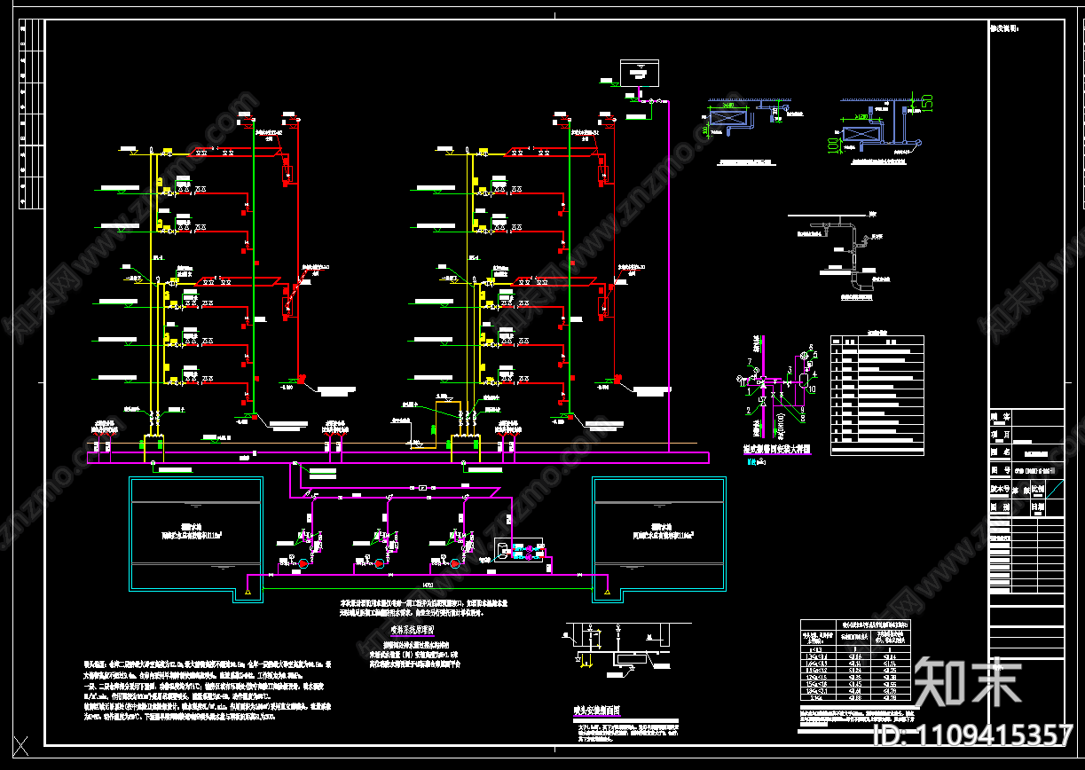 物流仓库给排水设计图cad施工图下载【ID:1109415357】