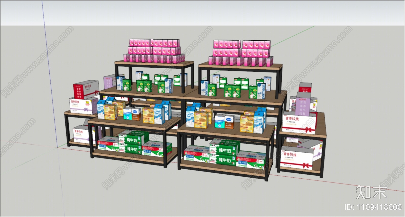 现代超市货架SU模型下载【ID:1109418600】