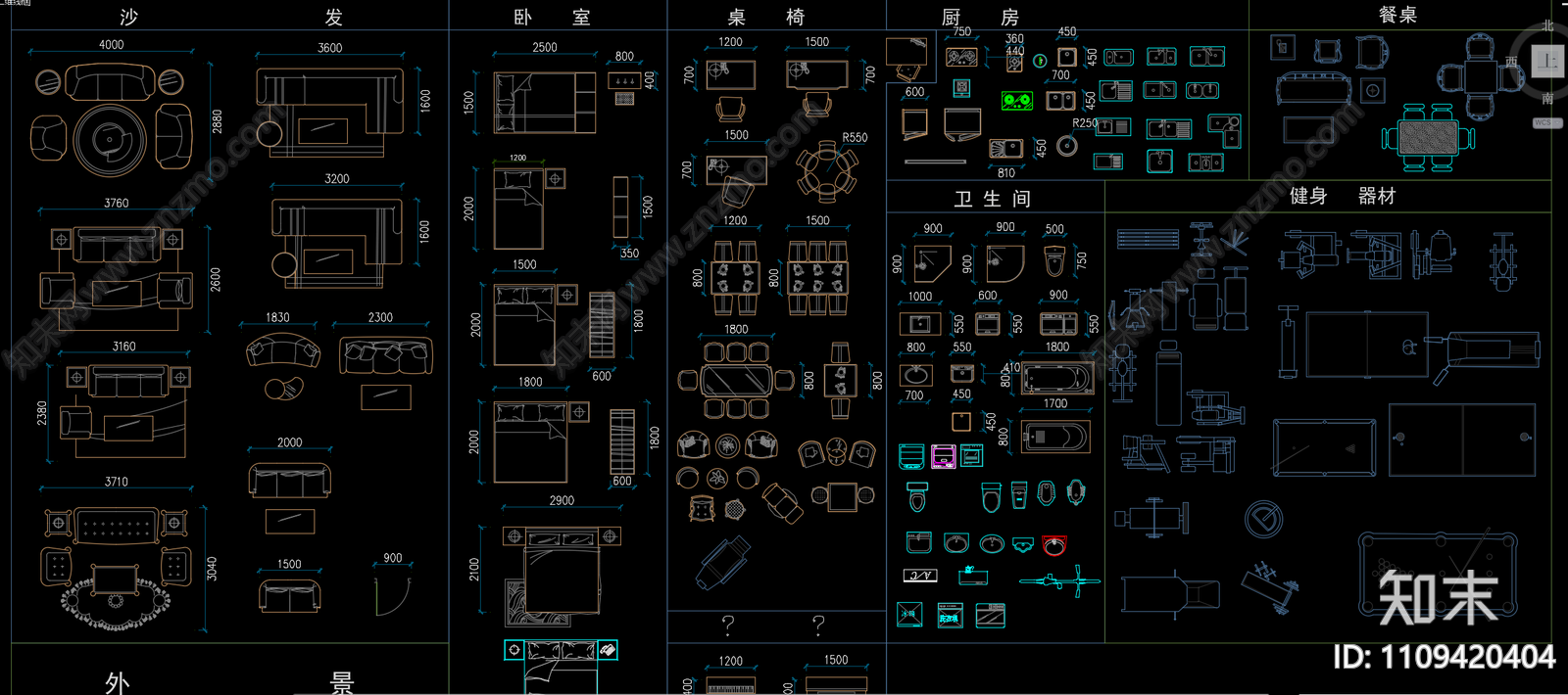 家具模板图例施工图下载【ID:1109420404】