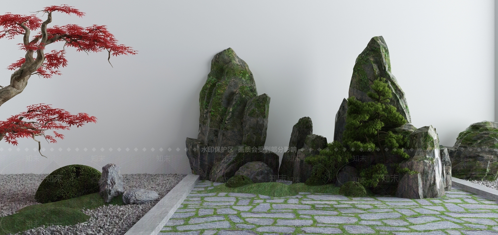 新中式假山水景3D模型下载【ID:1109427586】