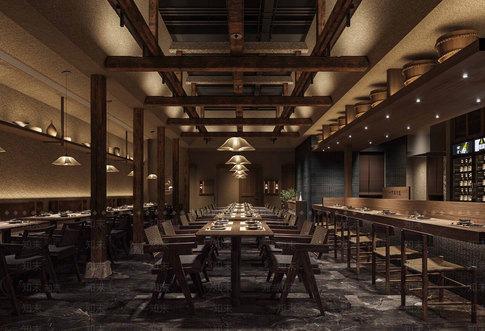 侘寂茶餐厅3D模型下载【ID:1109437156】