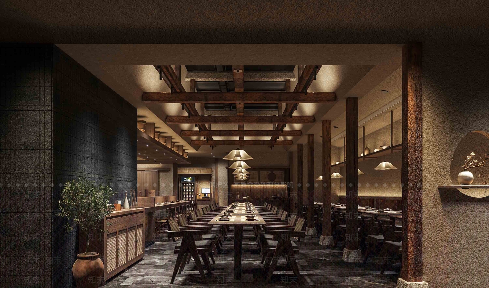侘寂茶餐厅3D模型下载【ID:1109437156】