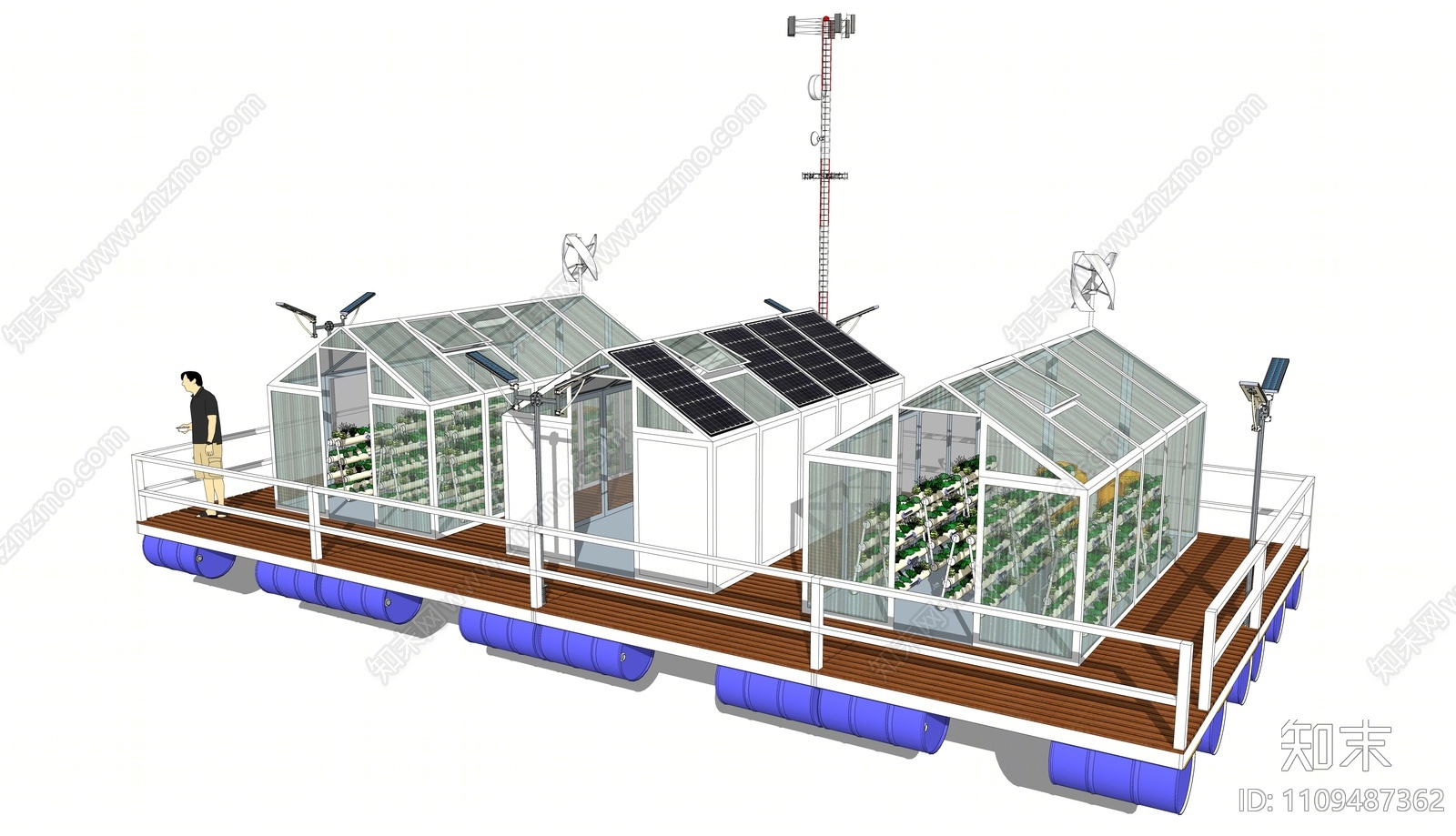 现代浮动农业建筑SU模型下载【ID:1109487362】