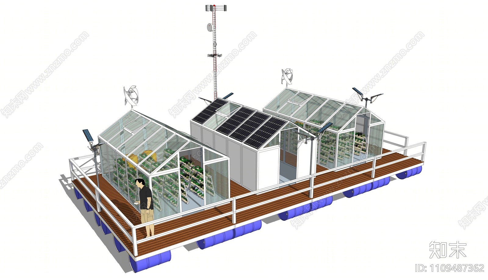 现代浮动农业建筑SU模型下载【ID:1109487362】