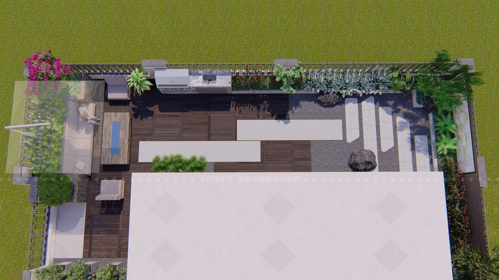 现代庭院花园SU模型下载【ID:1109487458】
