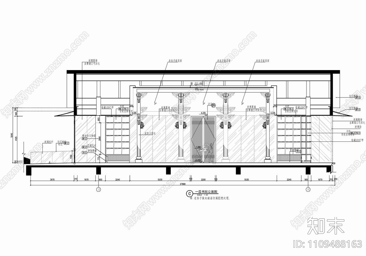 万柳书院会所施工图cad施工图下载【ID:1109488163】