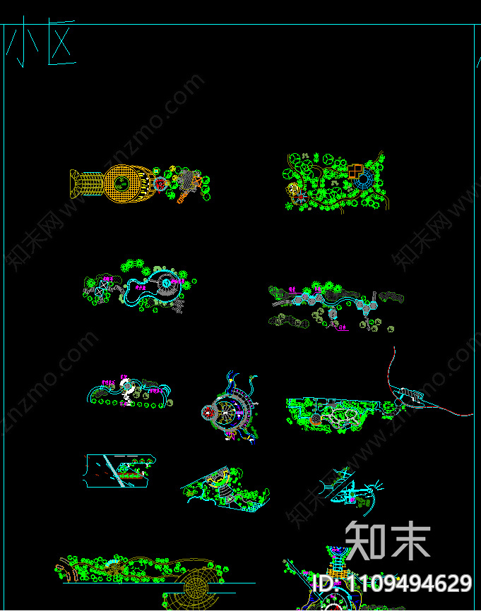 广场入口cad施工图下载【ID:1109494629】