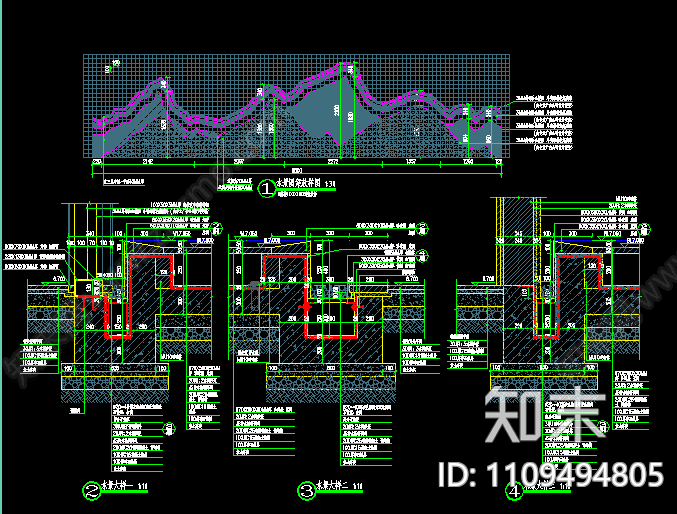 中式景墙cad施工图下载【ID:1109494805】