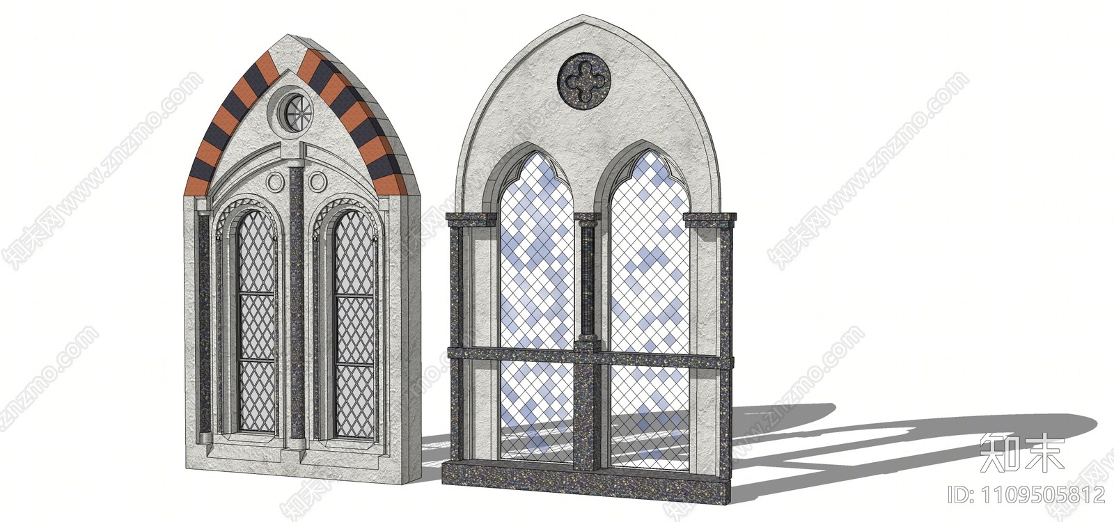 欧式窗户组合SU模型下载【ID:1109505812】