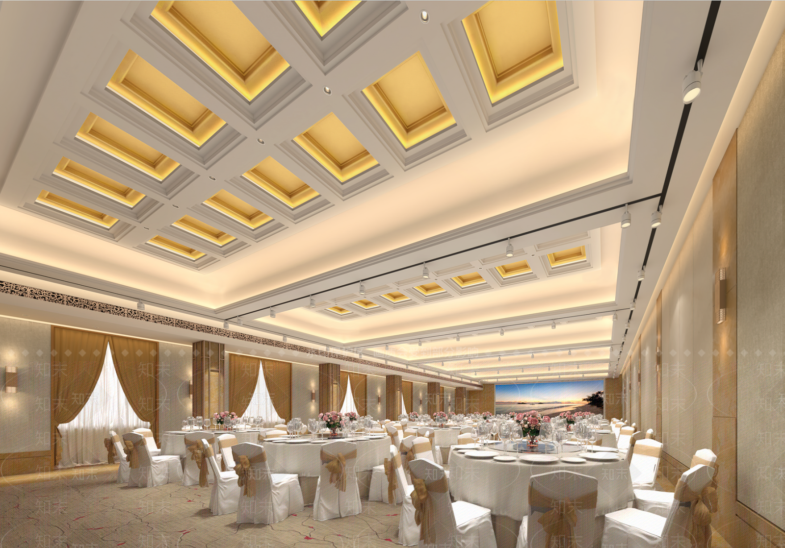 现代酒店宴会厅SU模型下载【ID:1109509407】