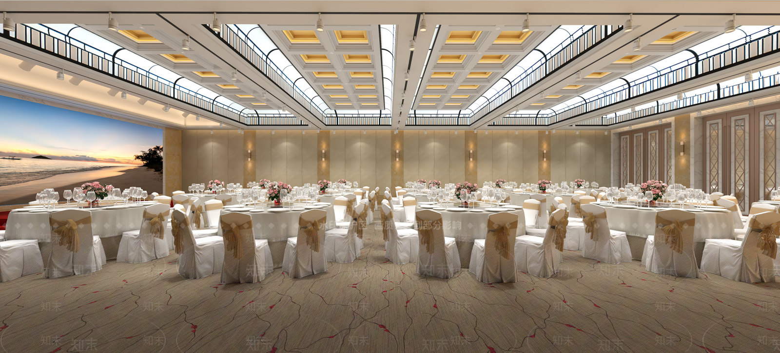 现代酒店宴会厅SU模型下载【ID:1109509407】