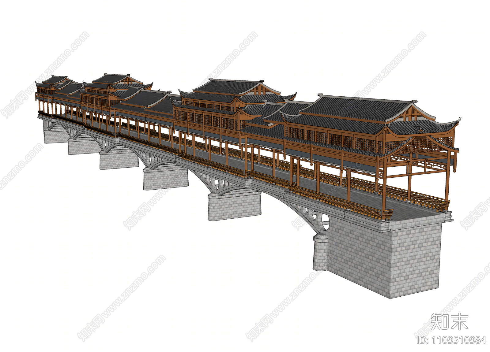 新中式廊桥SU模型下载【ID:1109510984】