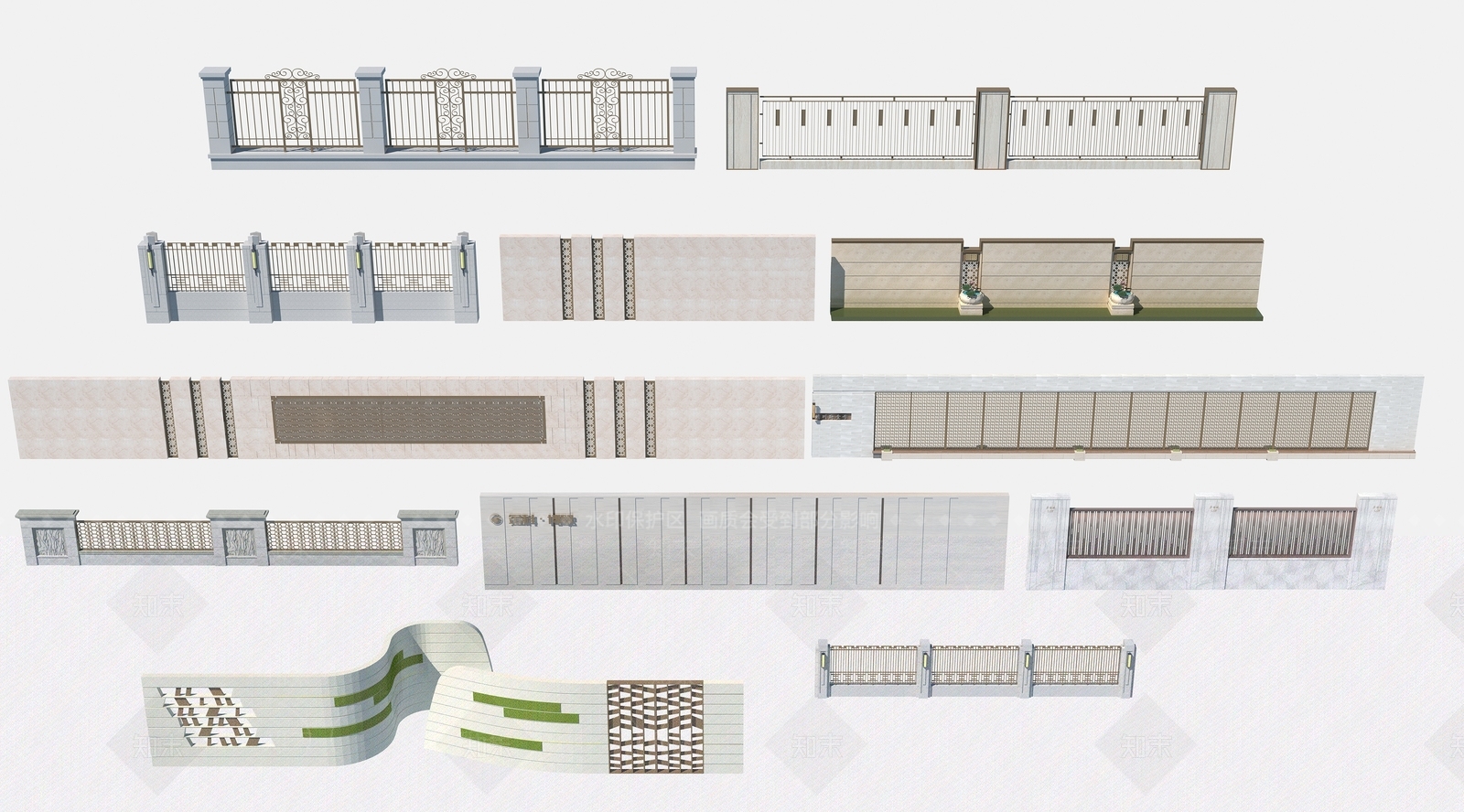 现代护栏围墙3D模型下载【ID:1109513579】