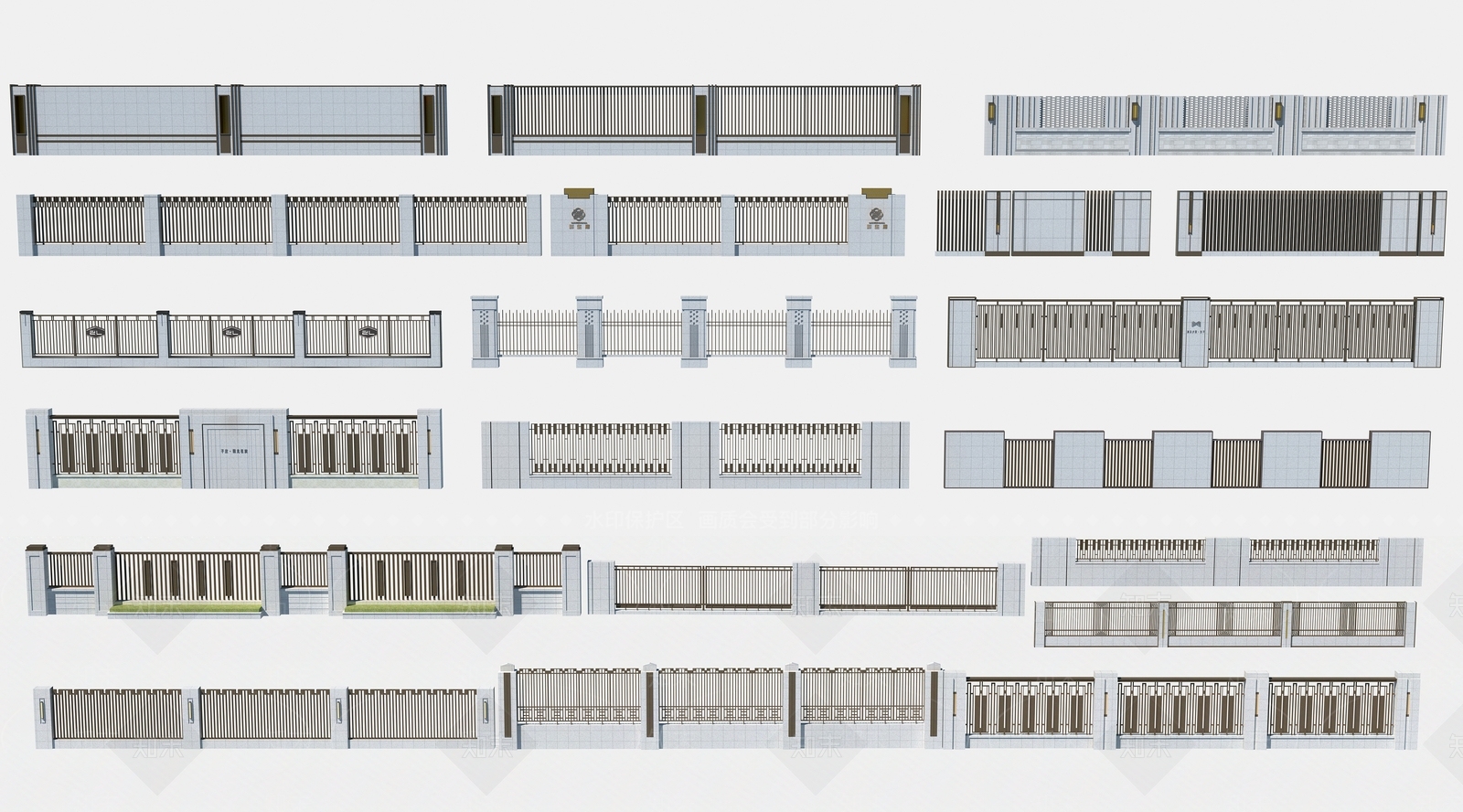 新中式铁艺围墙3D模型下载【ID:1109513843】