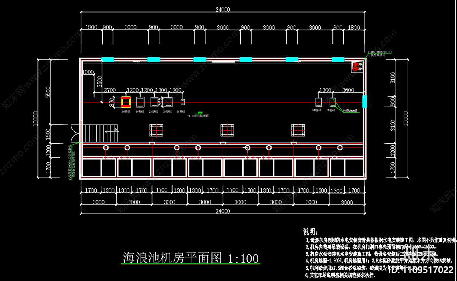 温泉度假村水上乐园海浪池结构CADcad施工图下载【ID:1109517022】