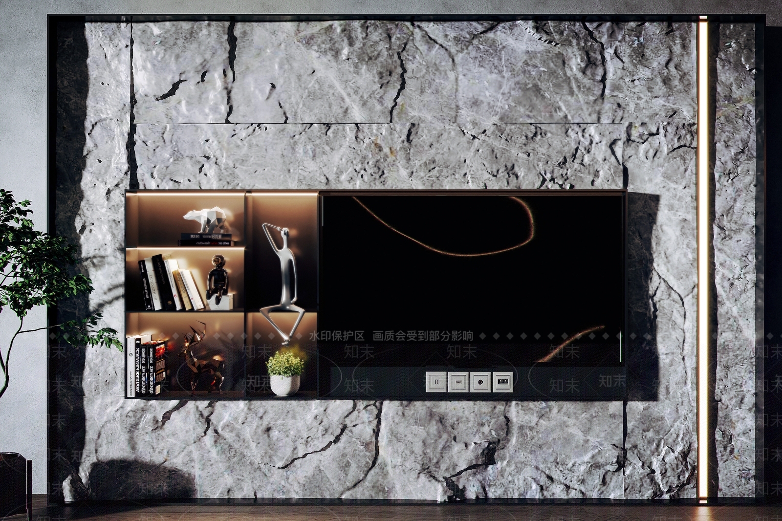 现代文化石电视背景墙3D模型下载【ID:1109518561】