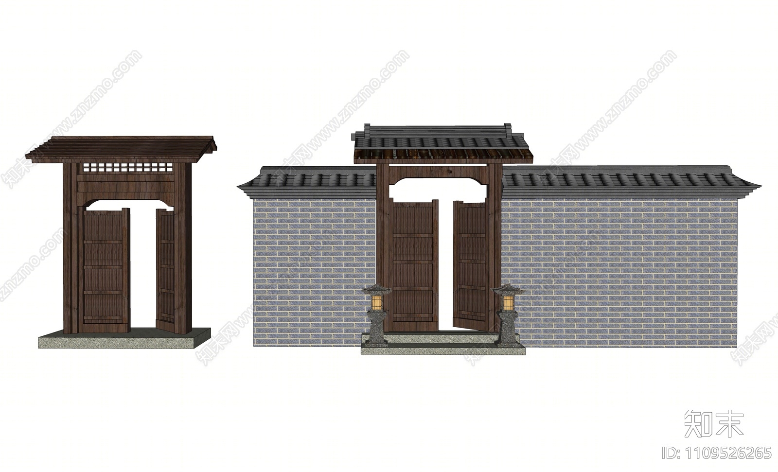 日式庭院门SU模型下载【ID:1109526265】