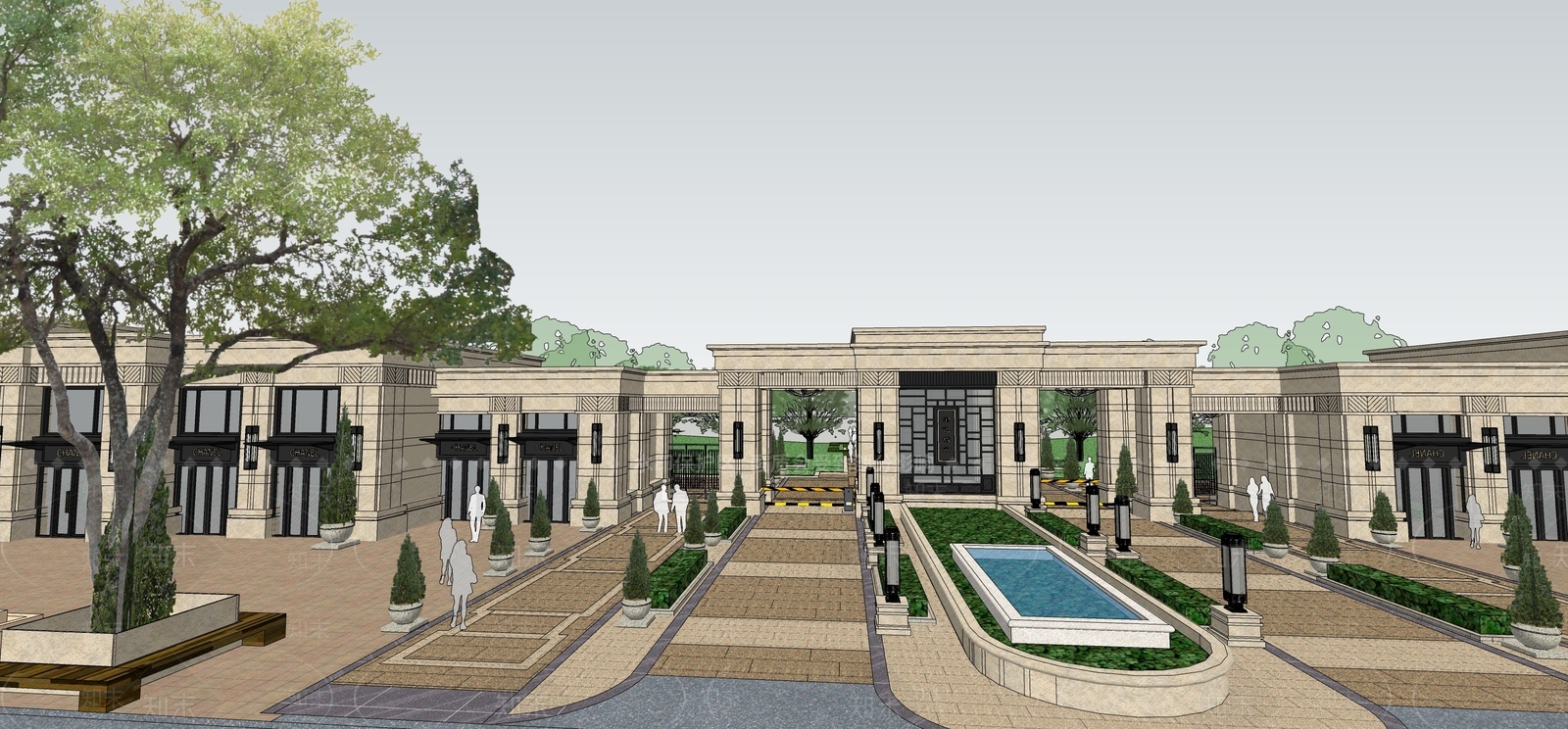 古典小区入口SU模型下载【ID:1109533541】