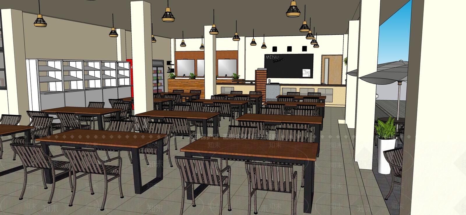 现代快餐店SU模型下载【ID:1109534766】