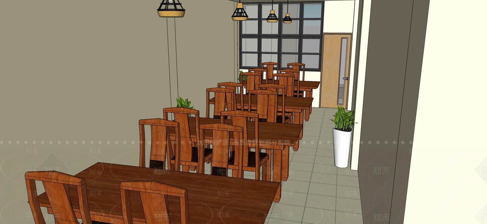 现代快餐店SU模型下载【ID:1109534766】