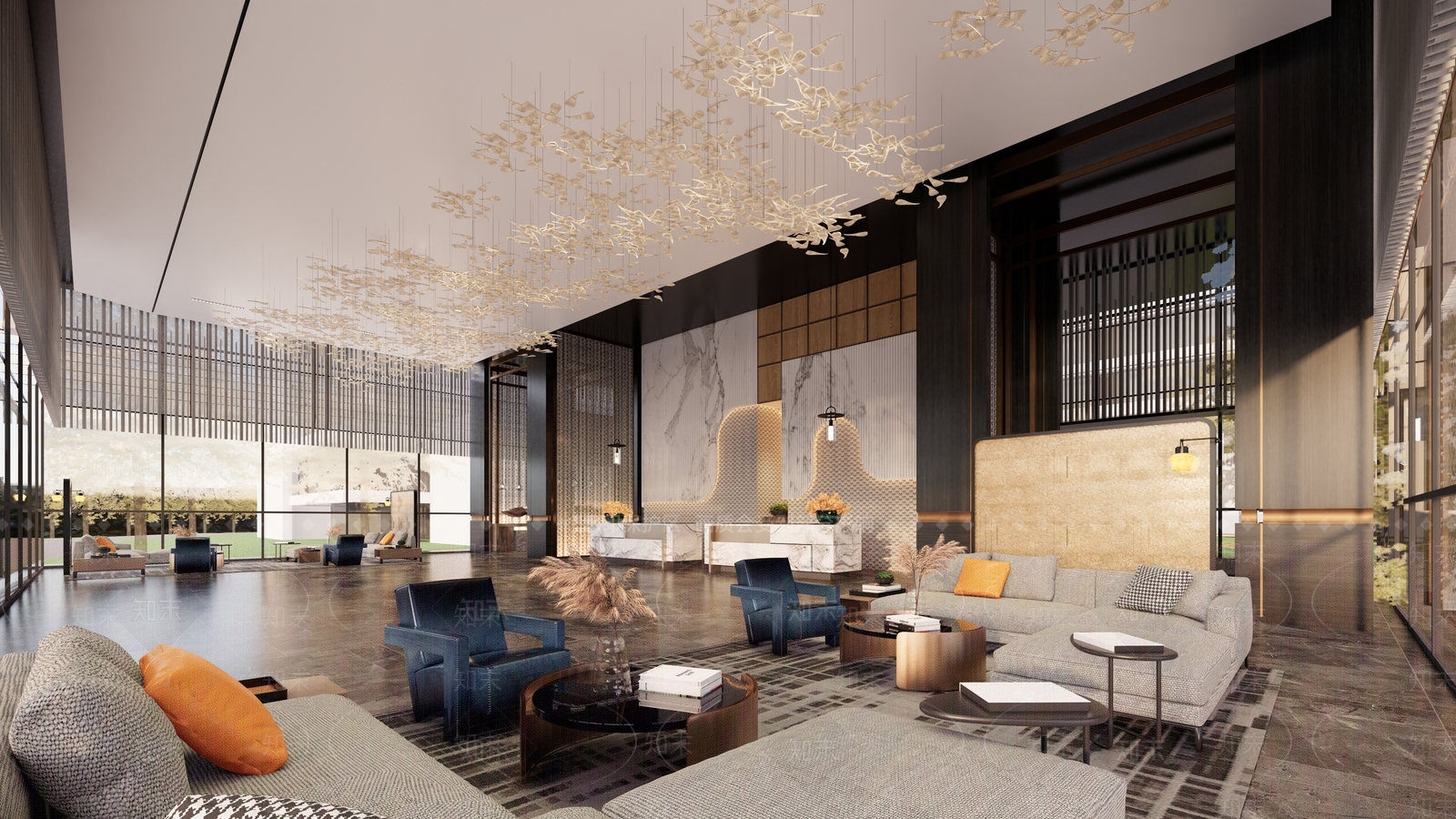 现代酒店大堂SU模型下载【ID:1109536805】