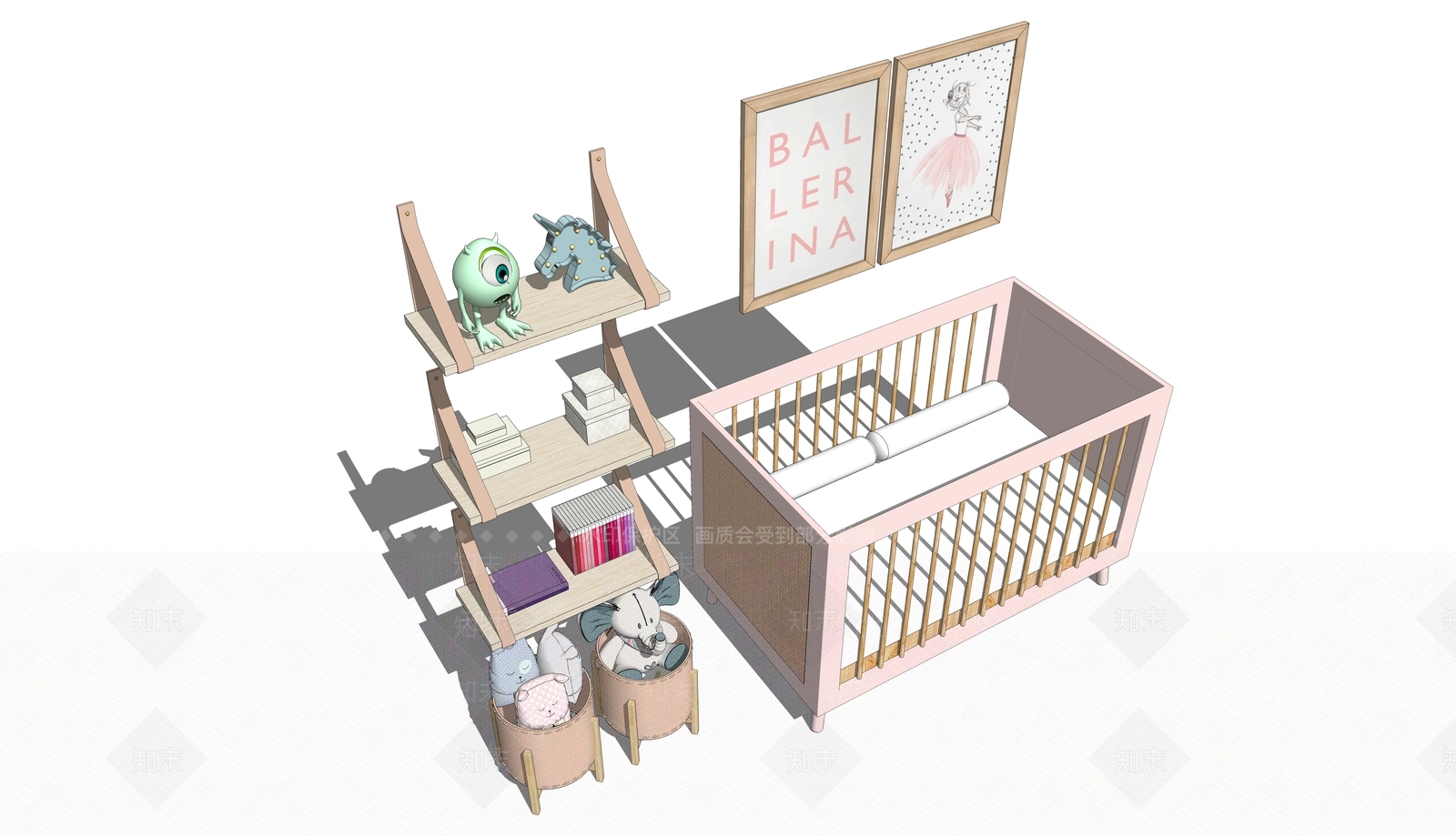 北欧儿童床SU模型下载【ID:1109536314】