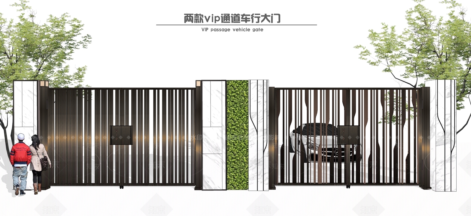 现代铁艺大门SU模型下载【ID:1109536753】