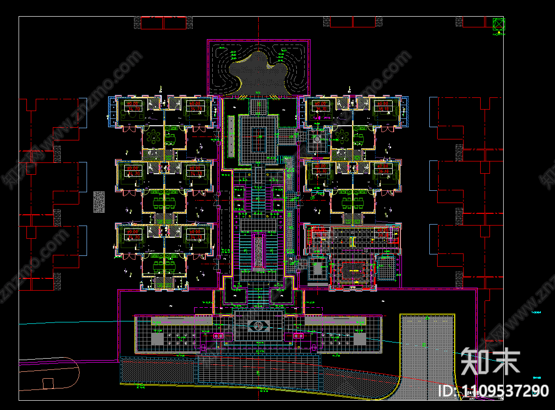 古建超大高差跌水景墙含结构新中式示范区cad施工图下载【ID:1109537290】