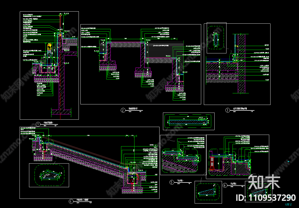 古建超大高差跌水景墙含结构新中式示范区cad施工图下载【ID:1109537290】