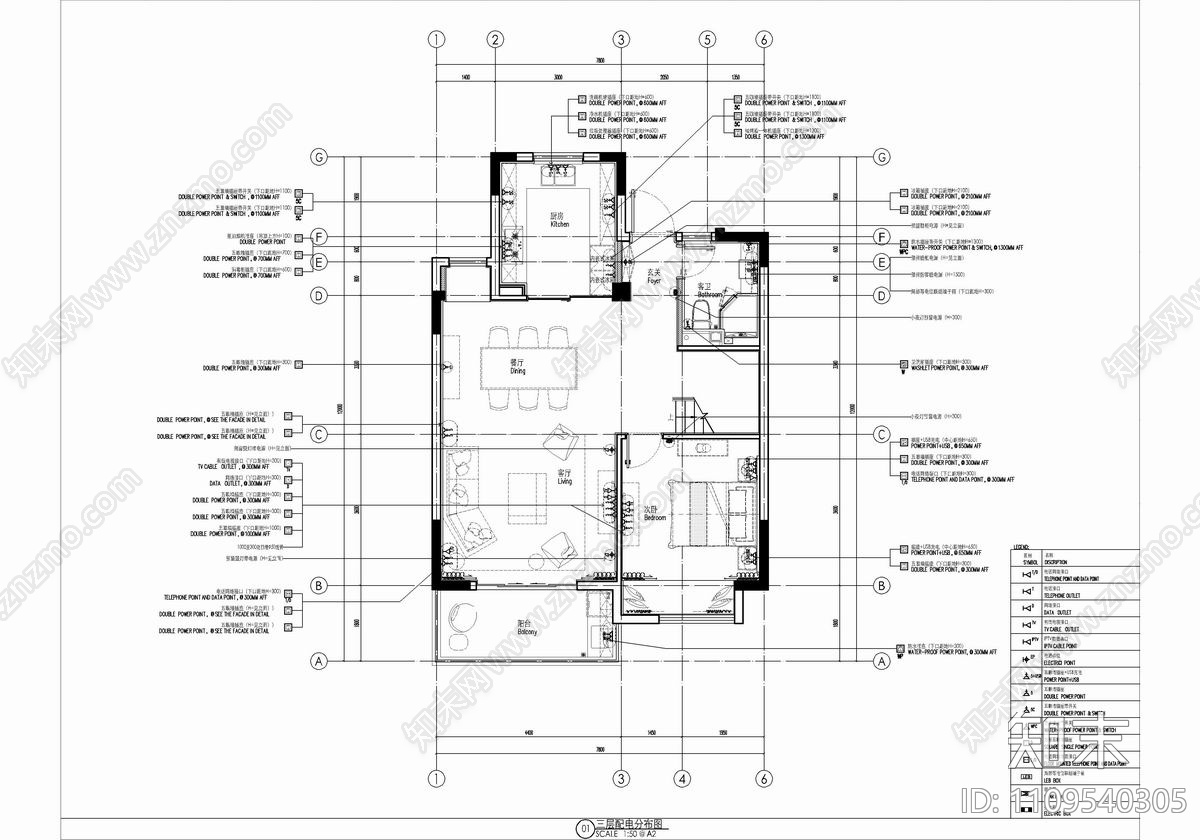 185㎡样板房CAD施工图cad施工图下载【ID:1109540305】