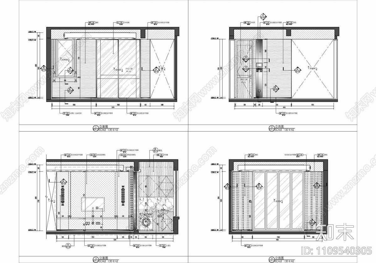 185㎡样板房CAD施工图cad施工图下载【ID:1109540305】