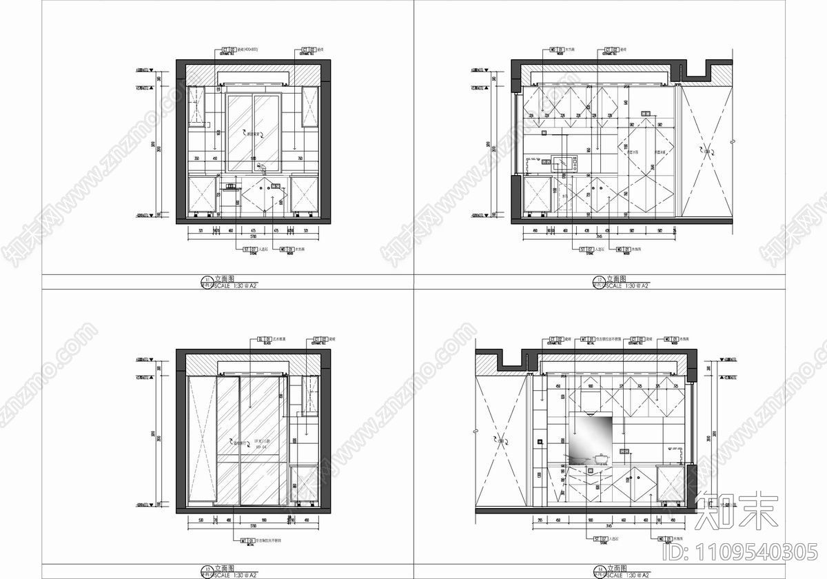 185㎡样板房CAD施工图cad施工图下载【ID:1109540305】