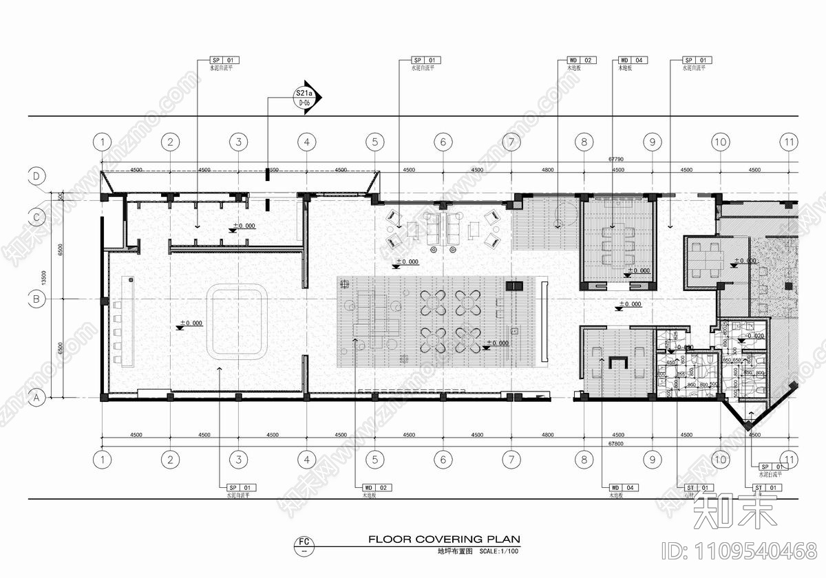 售楼部CAD全套施工图cad施工图下载【ID:1109540468】