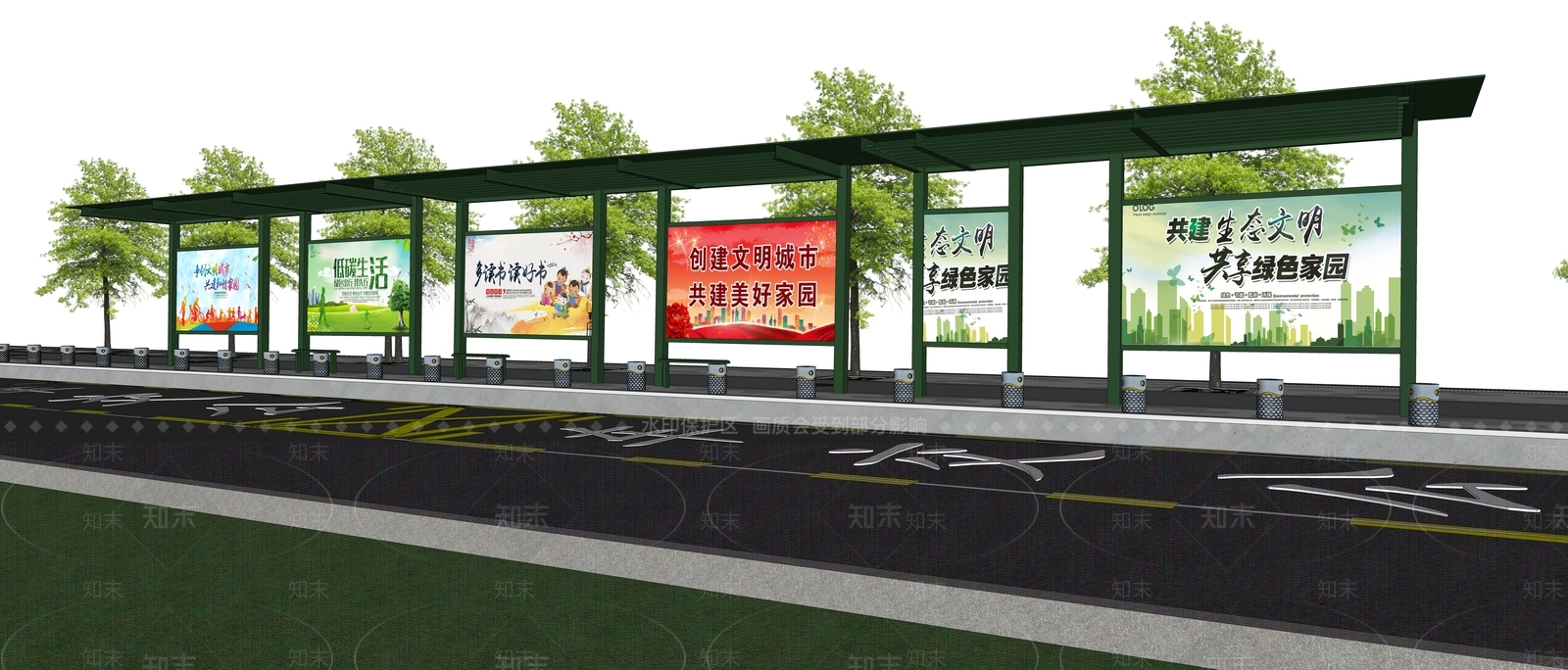 现代城市公交站台SU模型下载【ID:1109552237】