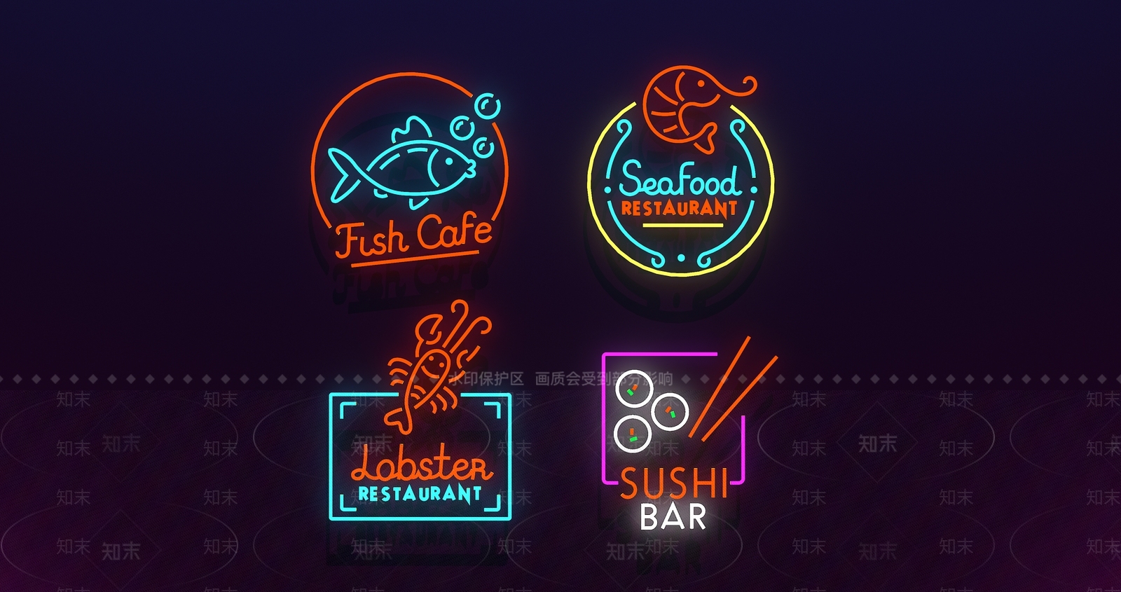 现代寿司店霓虹灯3D模型下载【ID:1109553025】