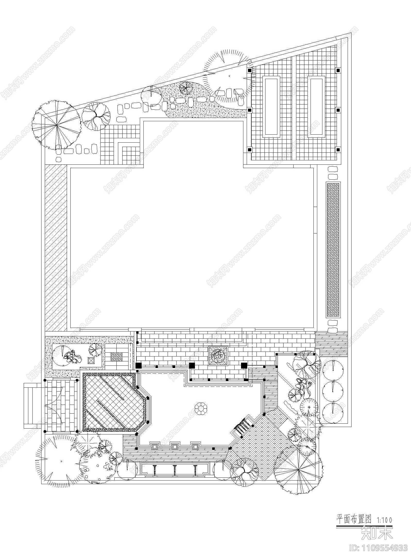 新中式庭院cad施工图下载【ID:1109554933】