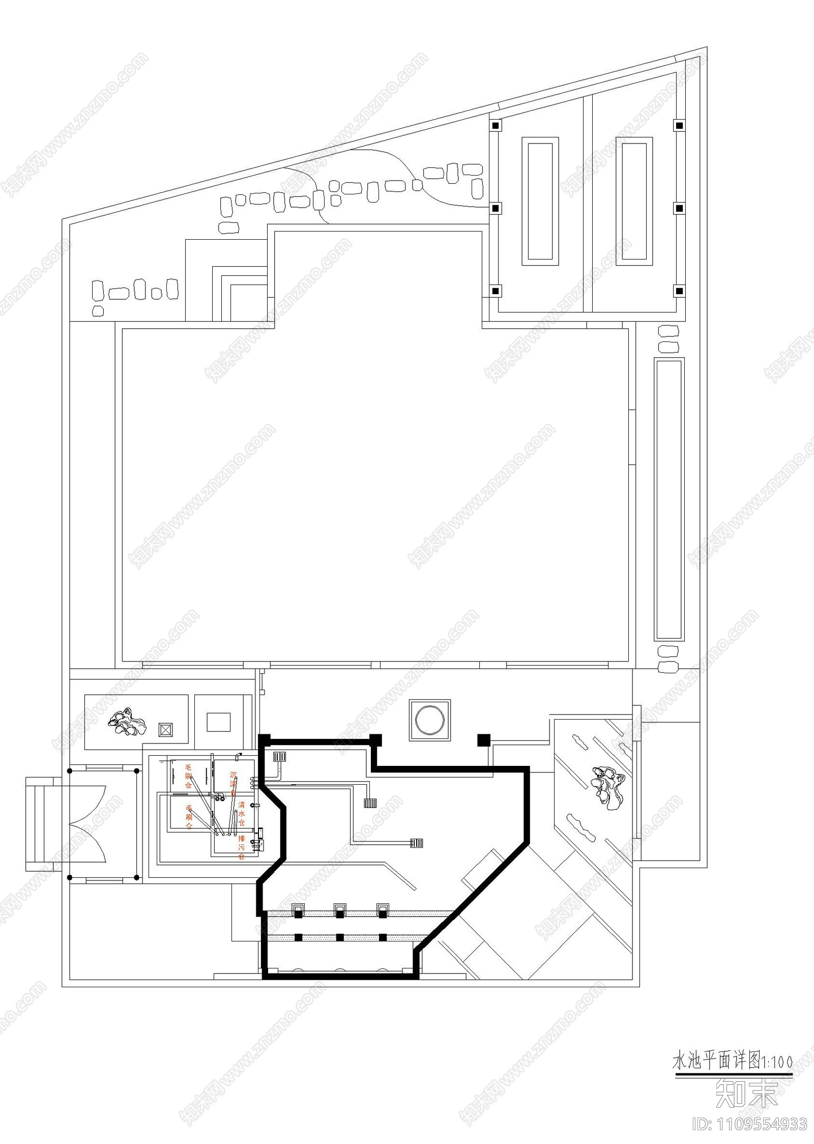 新中式庭院cad施工图下载【ID:1109554933】