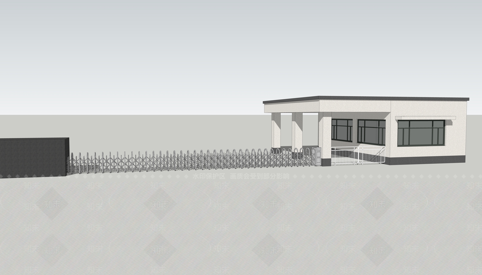 现代厂房大门口SU模型下载【ID:1109560686】