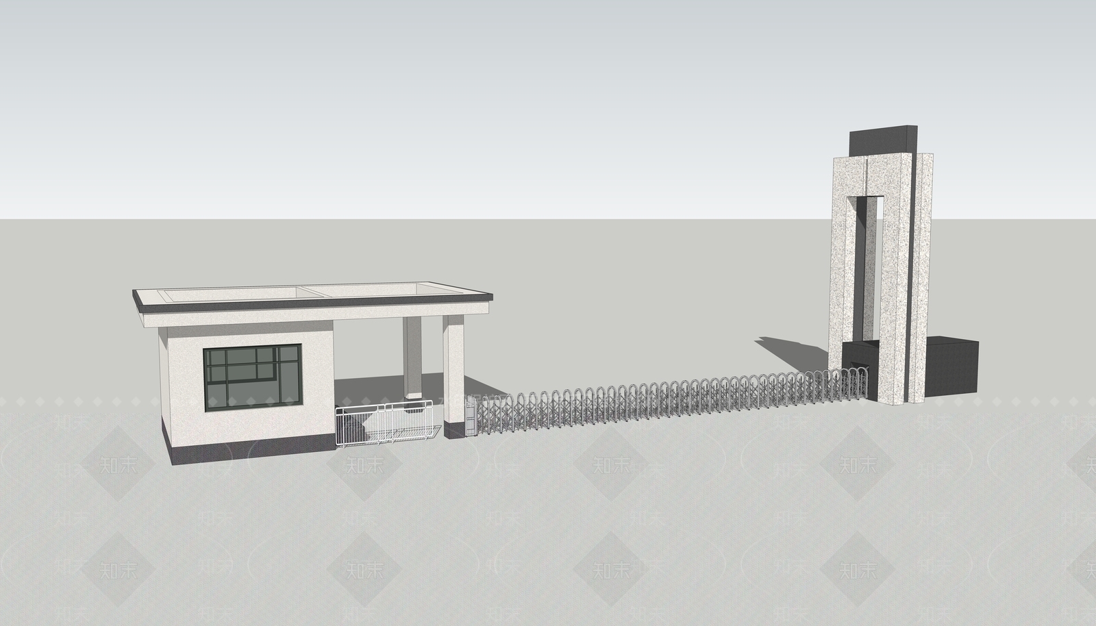 现代厂房大门口SU模型下载【ID:1109560703】