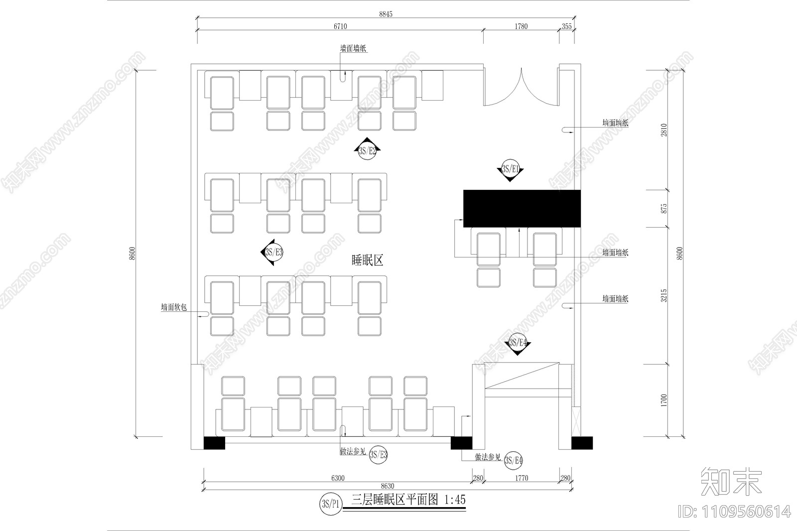 桑拿西餐书吧SPA空间施工图cad施工图下载【ID:1109560614】