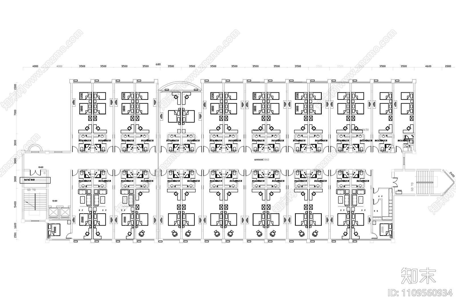 快捷酒店室内装修设计施工图下载【ID:1109560934】