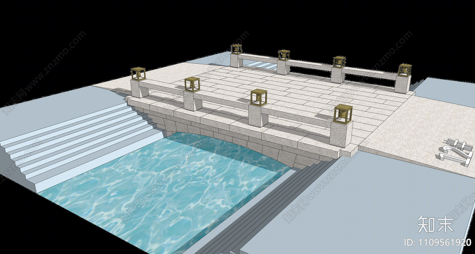 中式景观桥SU模型下载【ID:1109561920】