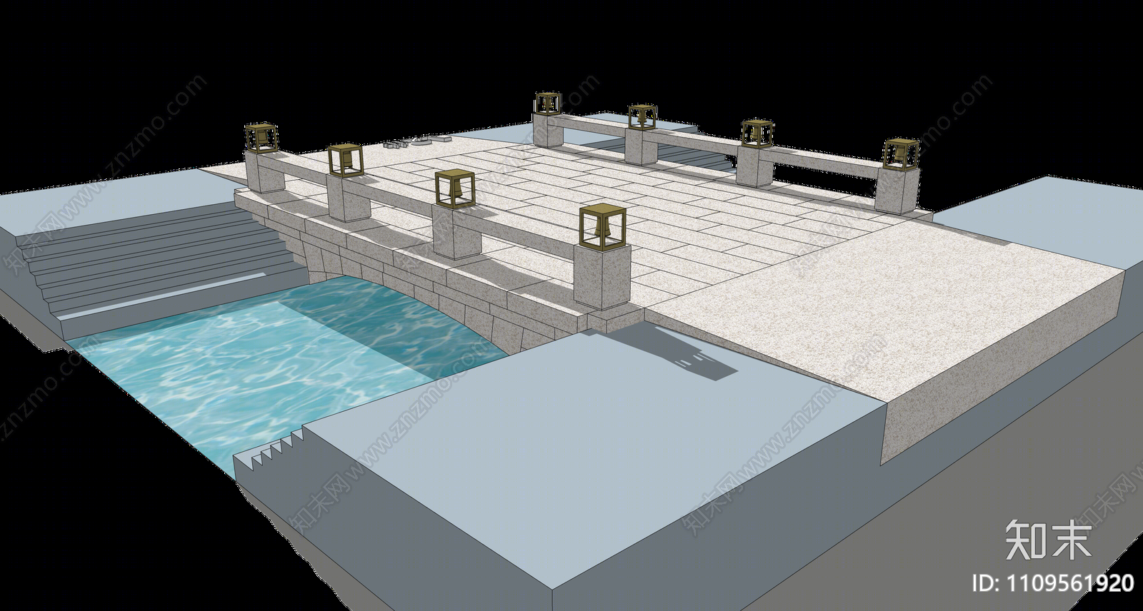 中式景观桥SU模型下载【ID:1109561920】