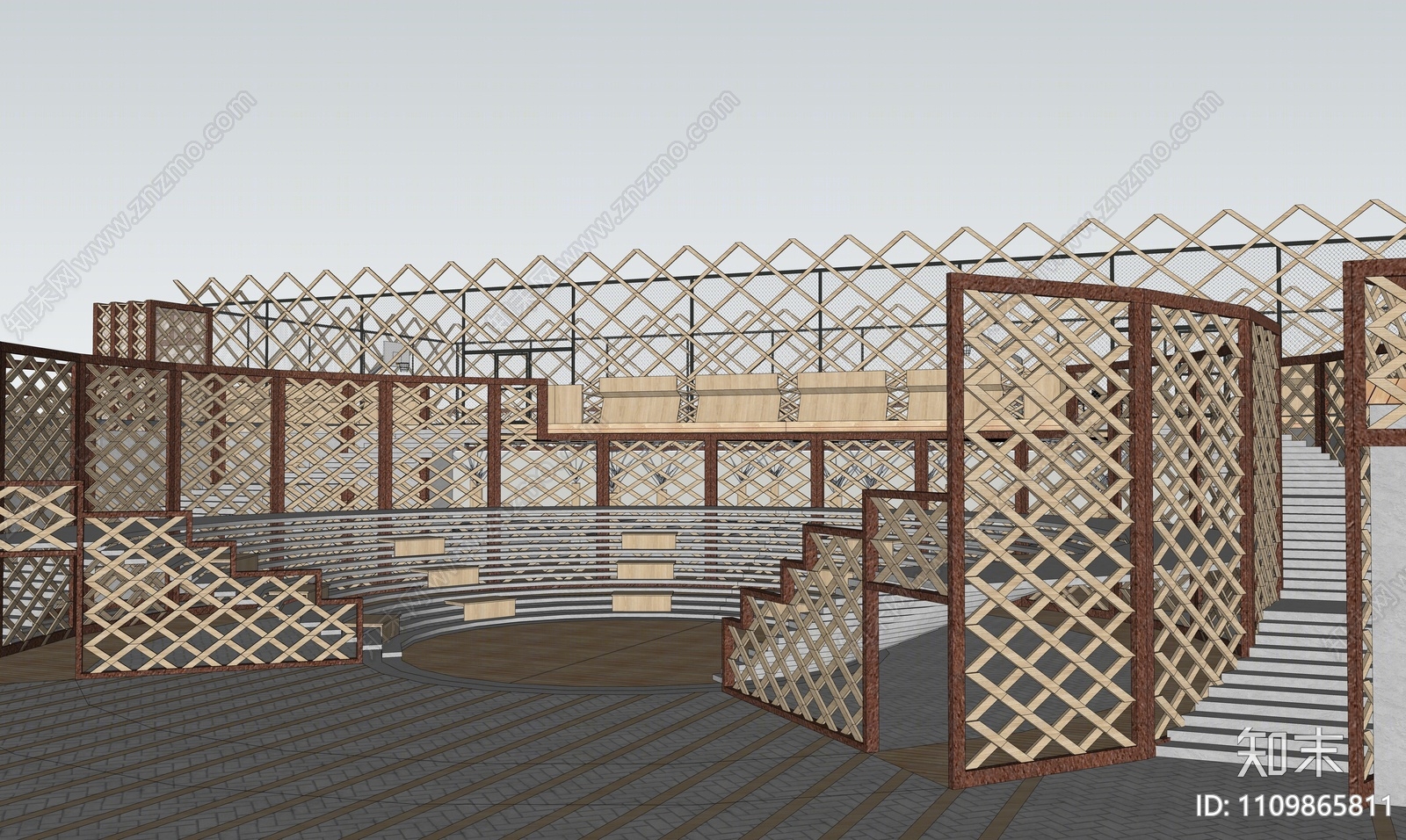 现代篮球场SU模型下载【ID:1109865811】