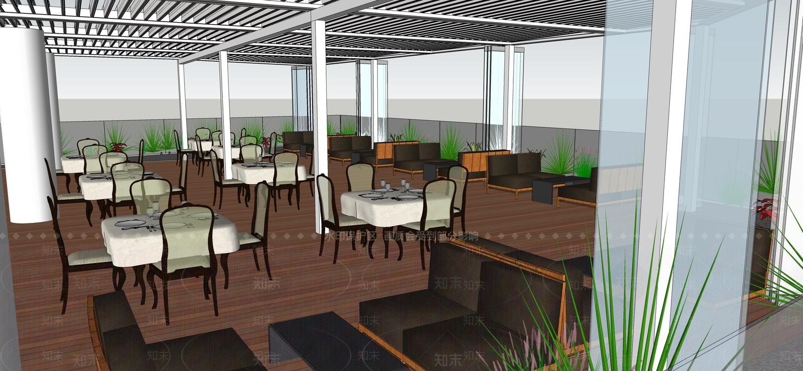 现代西餐厅SU模型下载【ID:1109572045】