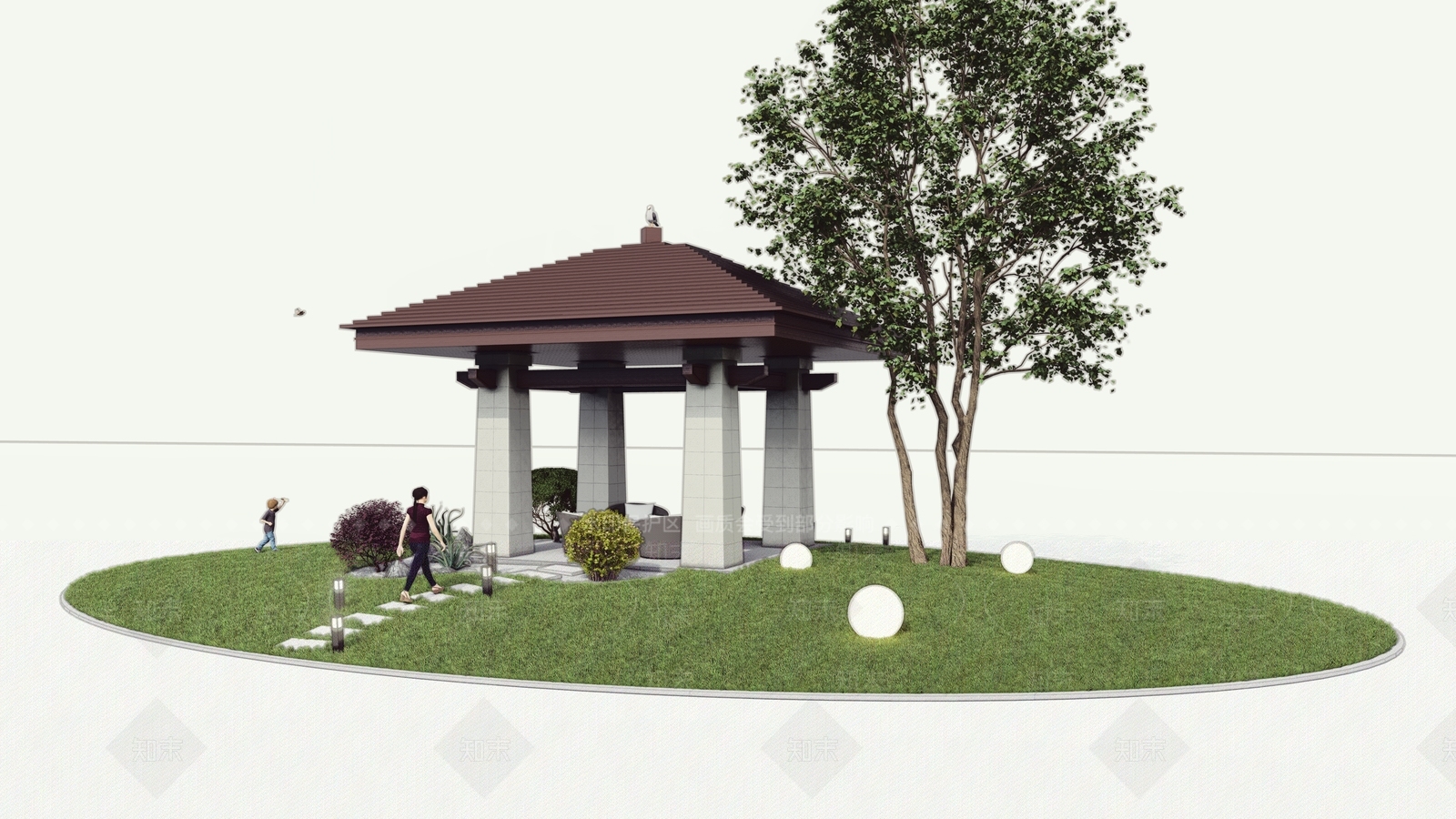 新中式景观凉亭SU模型下载【ID:1109573494】