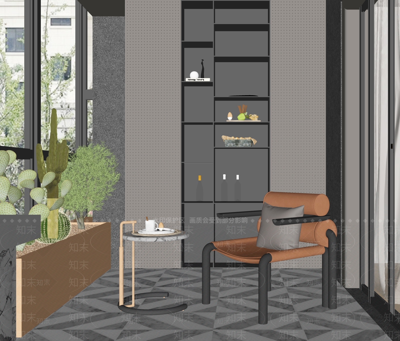 现代家居阳台SU模型下载【ID:1109575818】