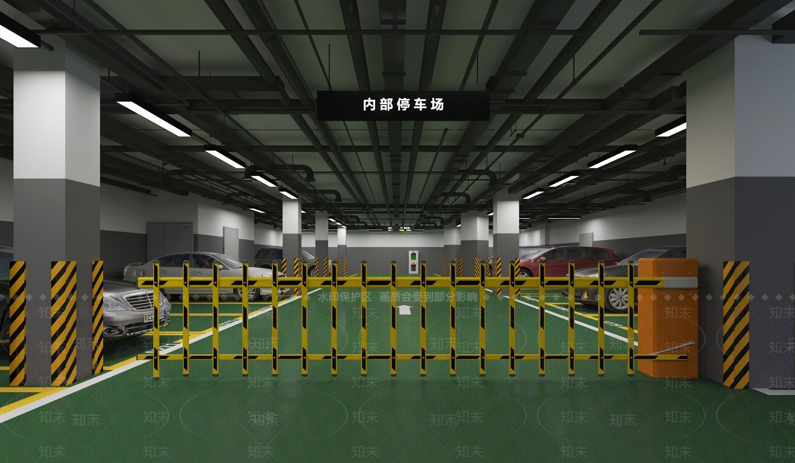 现代室内停车场3D模型下载【ID:1109575966】